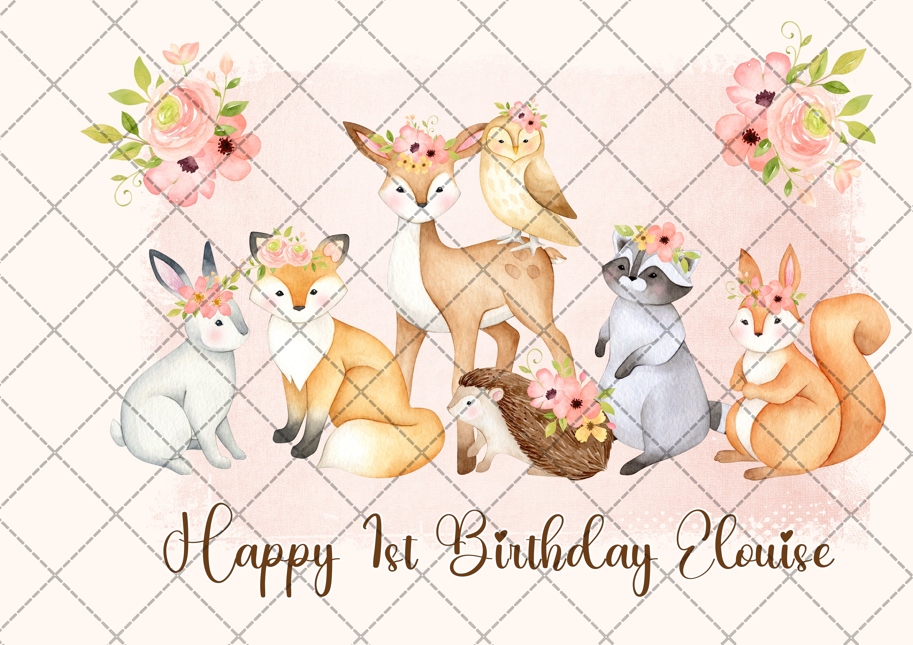 Woodland Animals Personalised Edible Cake Topper – Deezee Designs