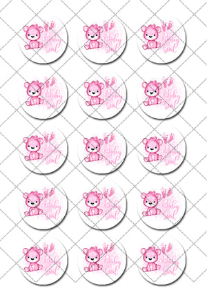 Baby Girl Shower Pre-cut Edible Cupcake or Cookie Toppers