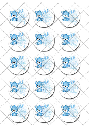 Baby Boy Shower Pre-cut Edible Cupcake or Cookie Toppers