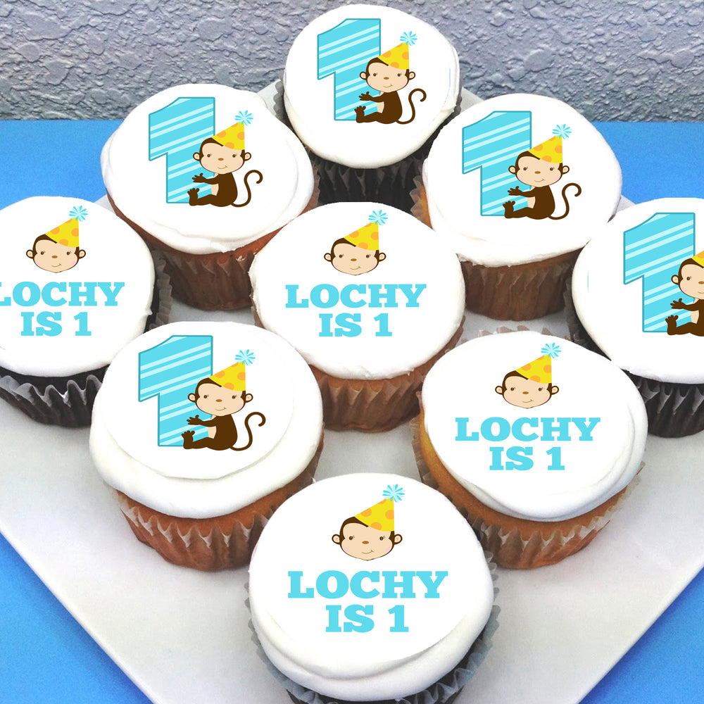 Monkey Themed Edible Cupcake Toppers