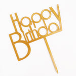 Happy Birthday Gold Mirror Acrylic Cake Topper