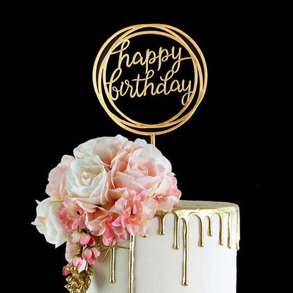 Happy Birthday Round Acrylic Cake Topper