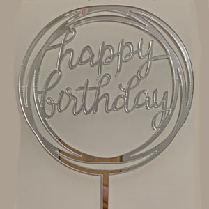 Happy Birthday Round Acrylic Cake Topper