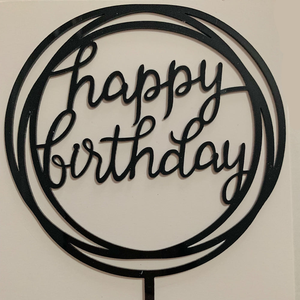 Happy Birthday Round Acrylic Cake Topper