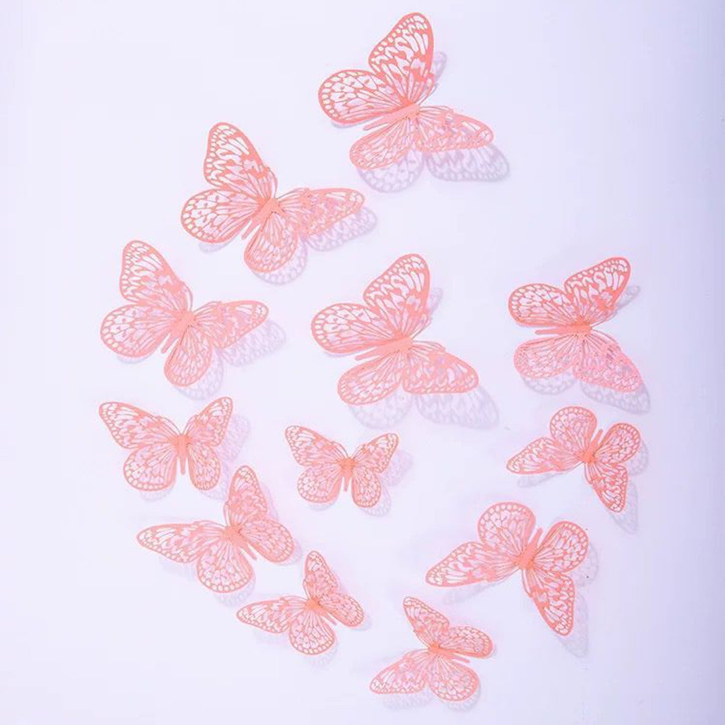 Peach Metallic Shimmery Paper Butterflies - Pack of 12
