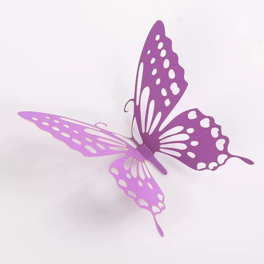 Purple Metallic Paper Butterflies - Set of 12