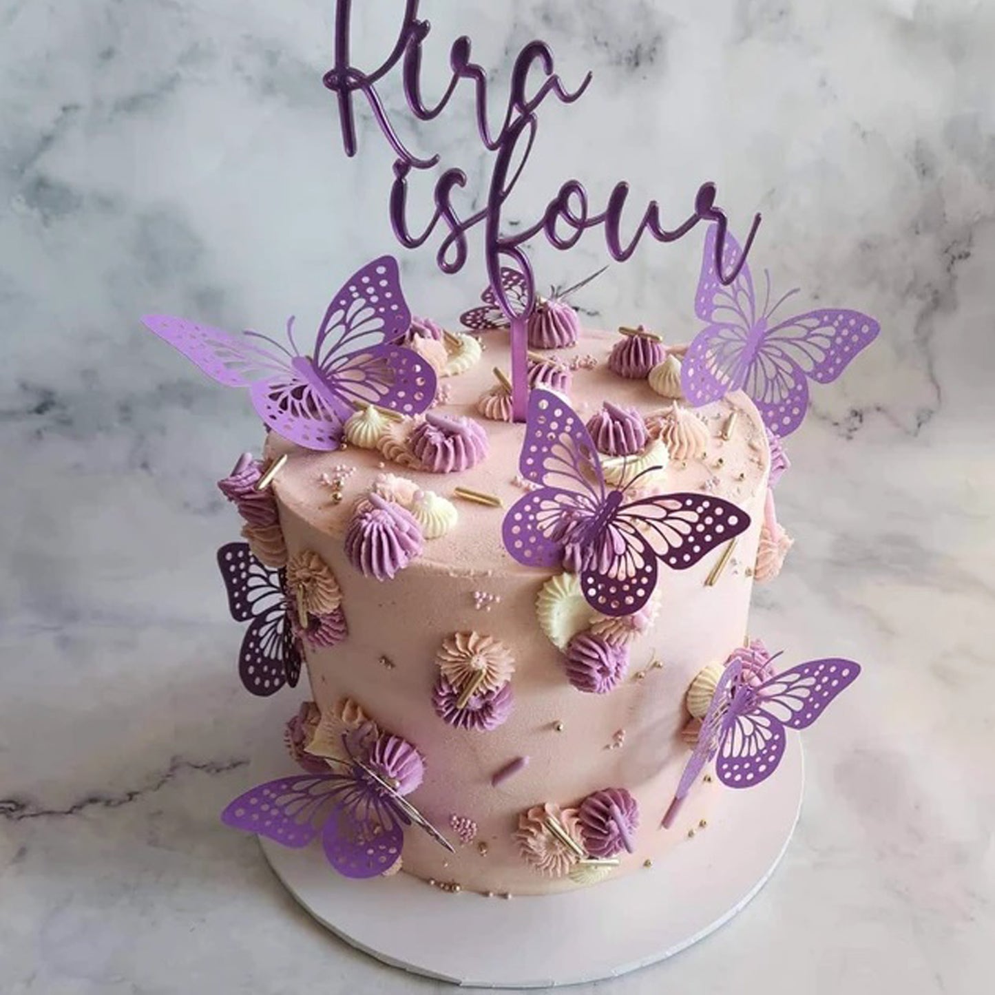 Purple Metallic Paper Butterflies - Set of 12
