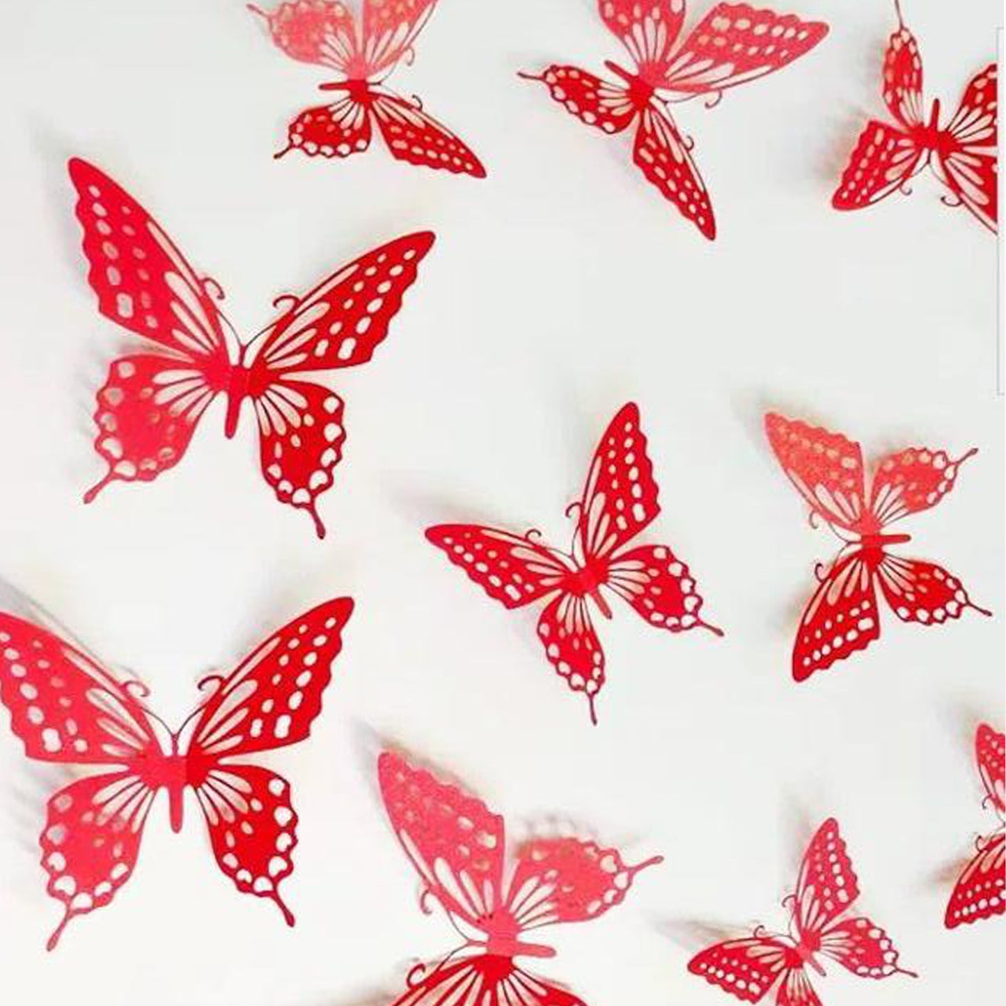 Red Metallic Shimmery Paper Butterflies - Set of 12