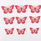 Red Metallic Shimmery Paper Butterflies - Set of 12