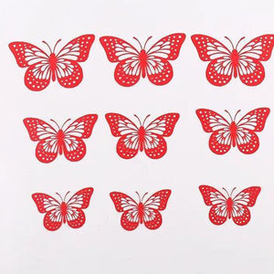 Red Metallic Shimmery Paper Butterflies - Set of 12