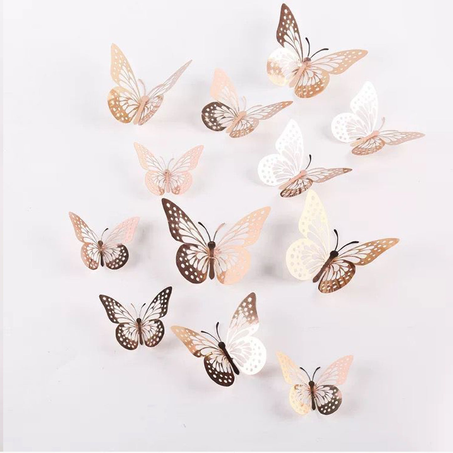 Rose Gold Metallic Butterflies - Pack of 12
