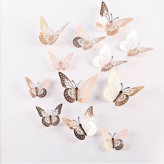 Rose Gold Metallic Butterflies - Pack of 12