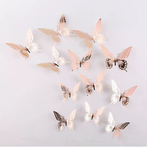 Rose Gold Metallic Butterflies - Pack of 12