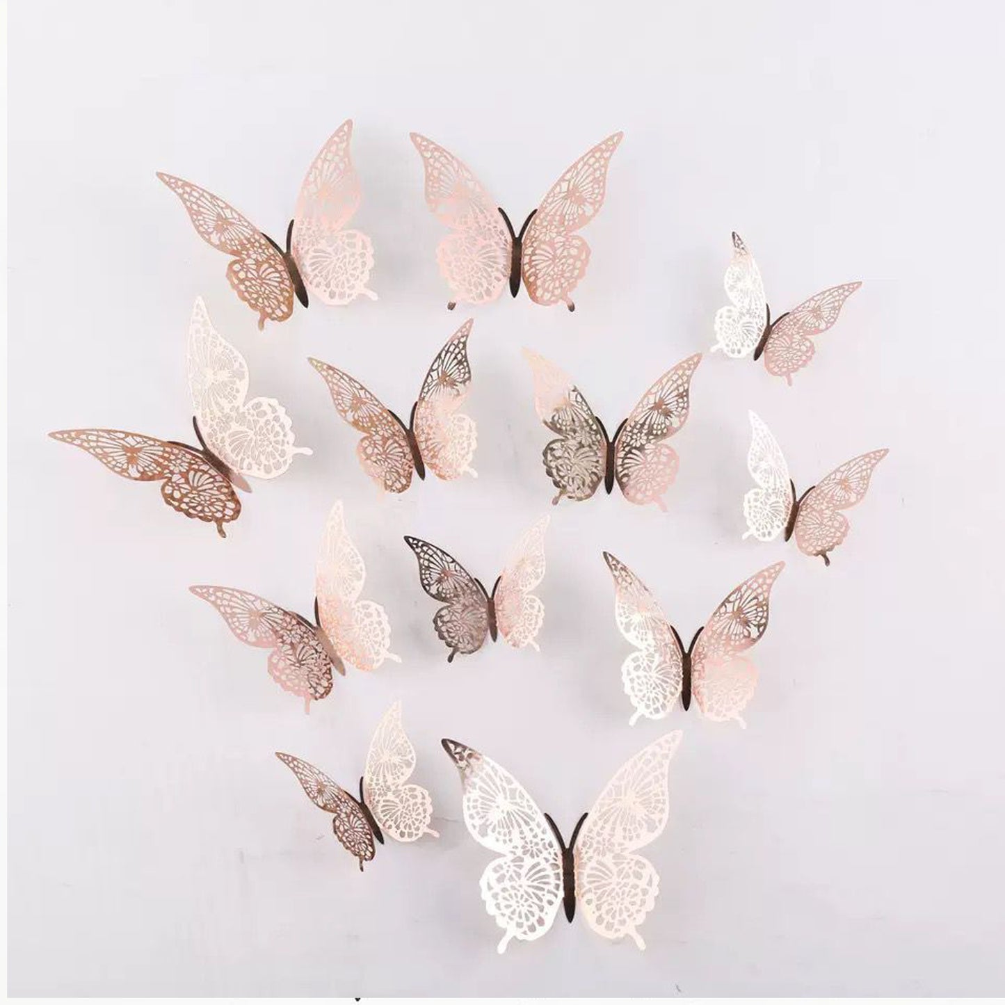 Rose Gold Metallic Butterflies - Pack of 12