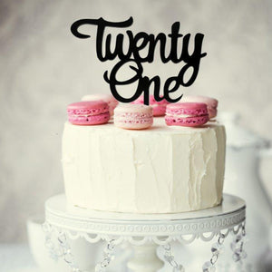 Twenty One Black Acrylic Cake Topper