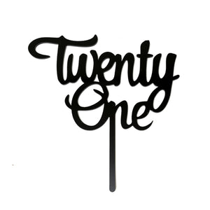 Twenty One Black Acrylic Cake Topper