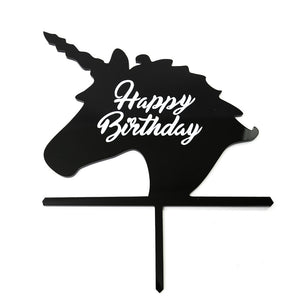 Unicorn Black Acrylic Cake Topper