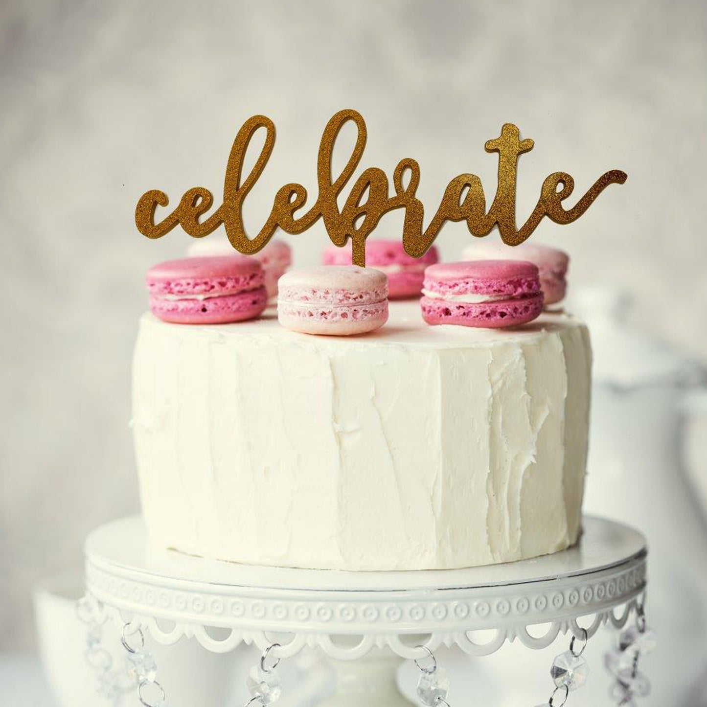 Celebrate Gold Glitter Acrylic Cake Topper