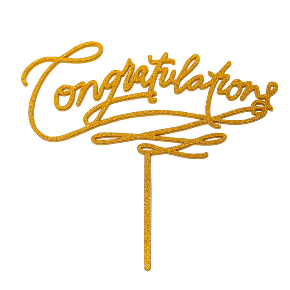 Congratulations Gold Glitter Acrylic Cake Topper