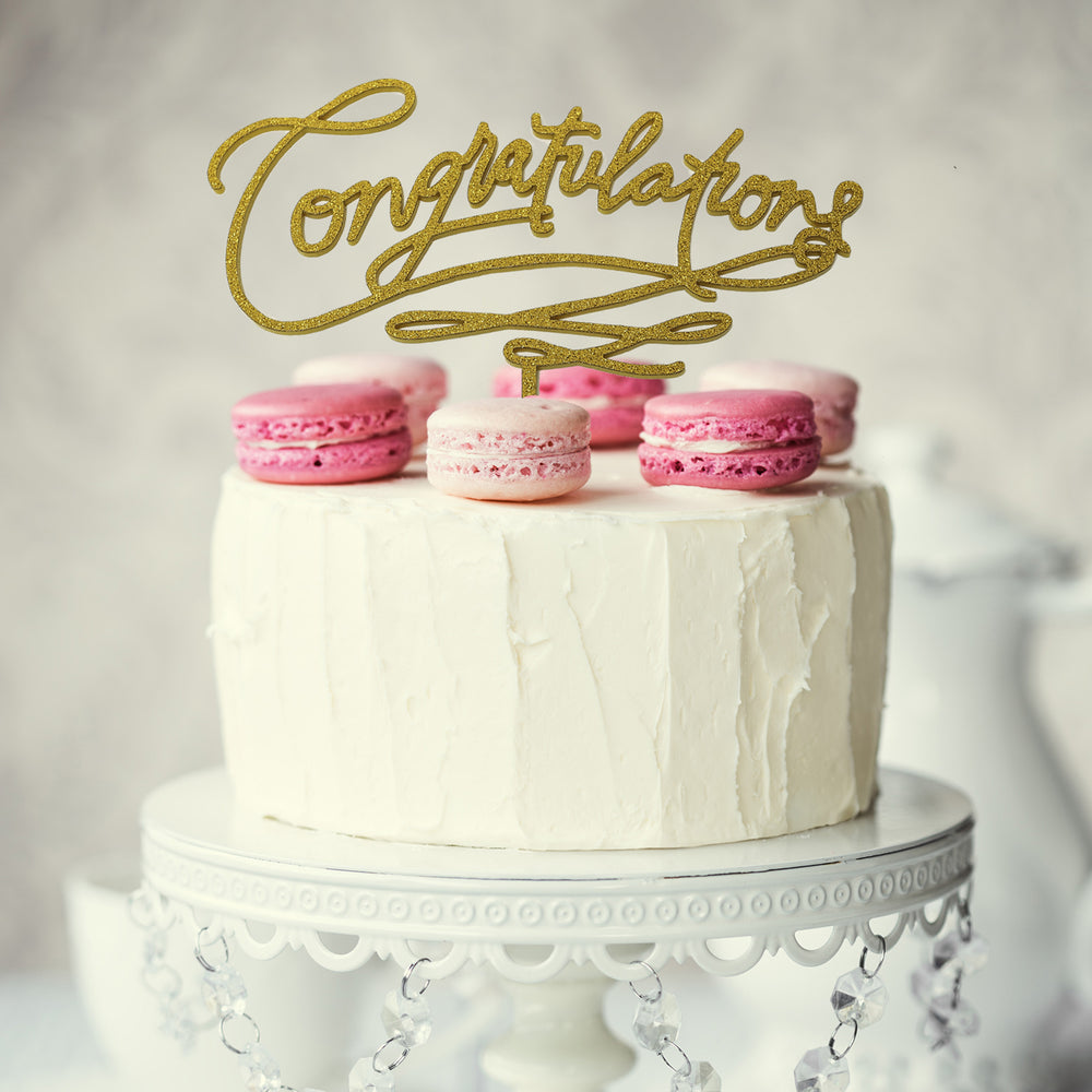 Congratulations Gold Glitter Acrylic Cake Topper