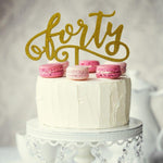 Number Forty Gold Glitter Acrylic Cake Topper