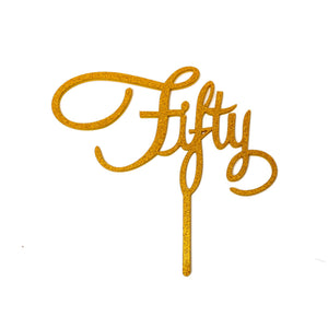 Fifty Gold Glitter Acrylic Cake Topper