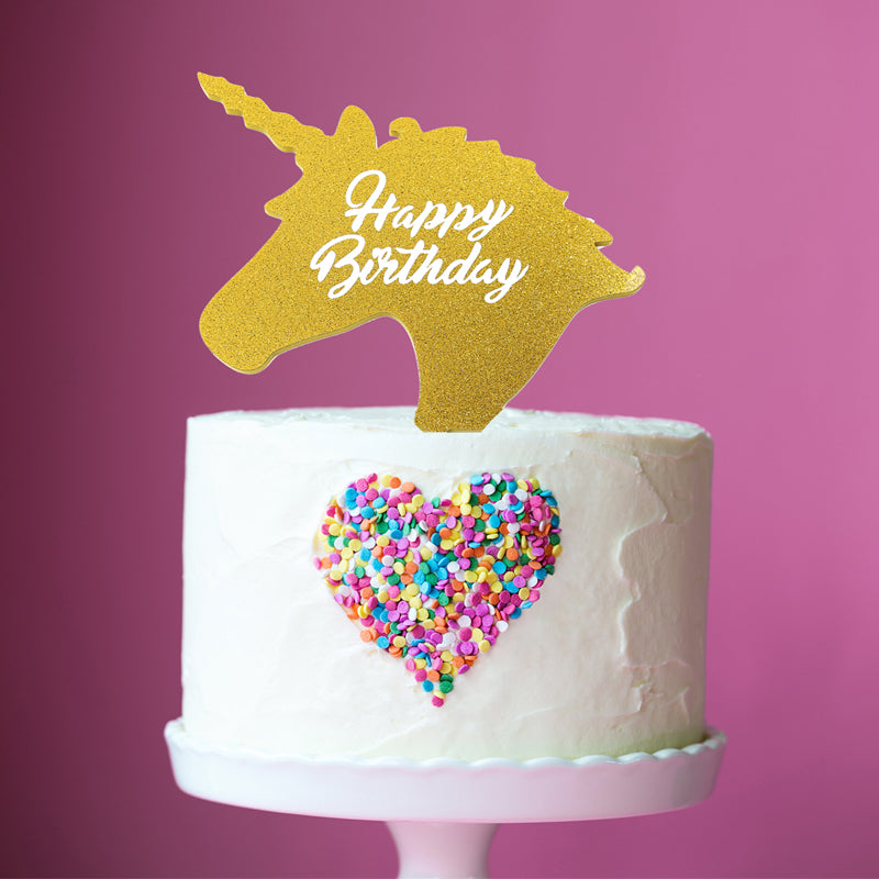 Unicorn Gold Glitter Acrylic Cake Topper