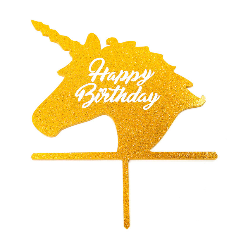 Unicorn Gold Glitter Acrylic Cake Topper