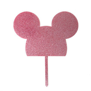 Minnie Mouse Pink Glitter Acrylic Cake Topper