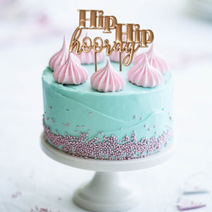 Hip Hip Hooray Rose Gold Metal Cake Topper