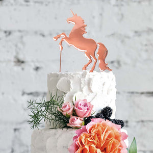 Unicorn Rose Gold Plated Cake Topper