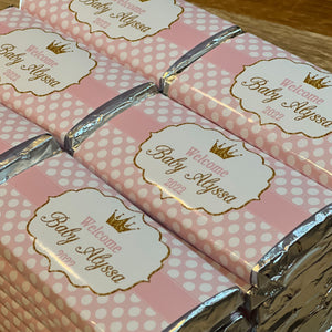 Pink Polkadot Baby Shower Personalised Chocolate Wrappers - Set of 4