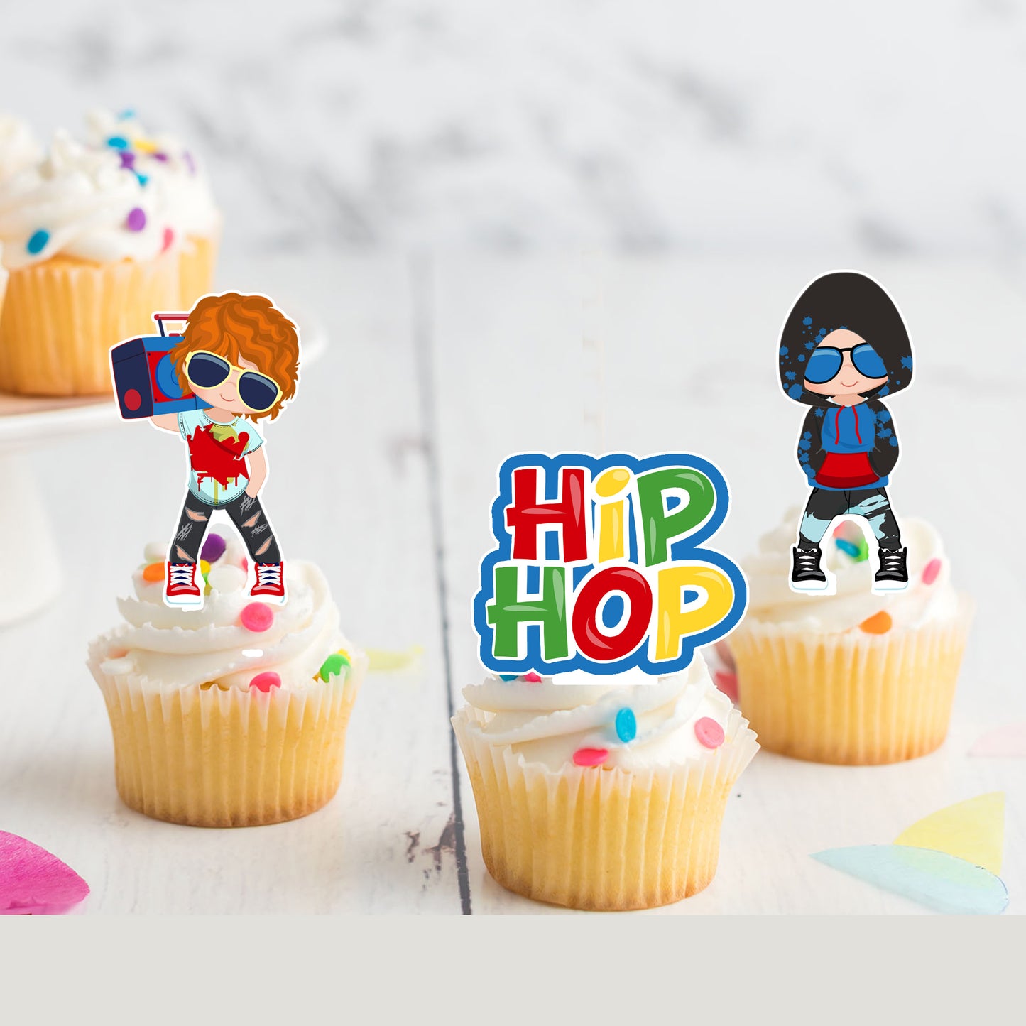 Hip Hop Boys Dance Pre-cut Edible Stand-Up Wafer Card Cupcake Toppers