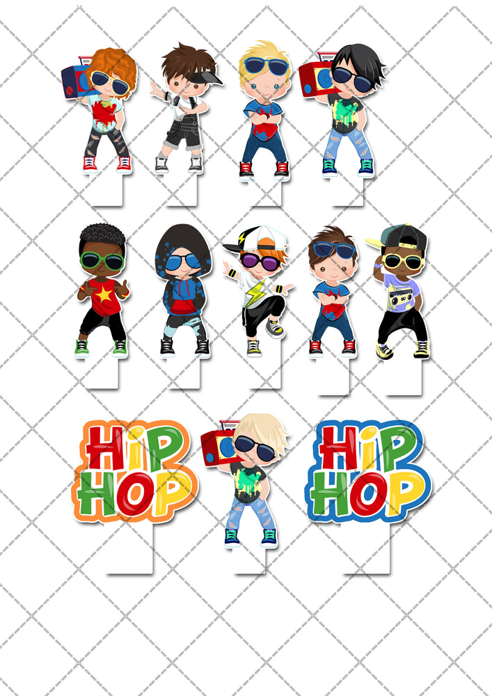 Hip Hop Boys Dance Pre-cut Edible Stand-Up Wafer Card Cupcake Toppers