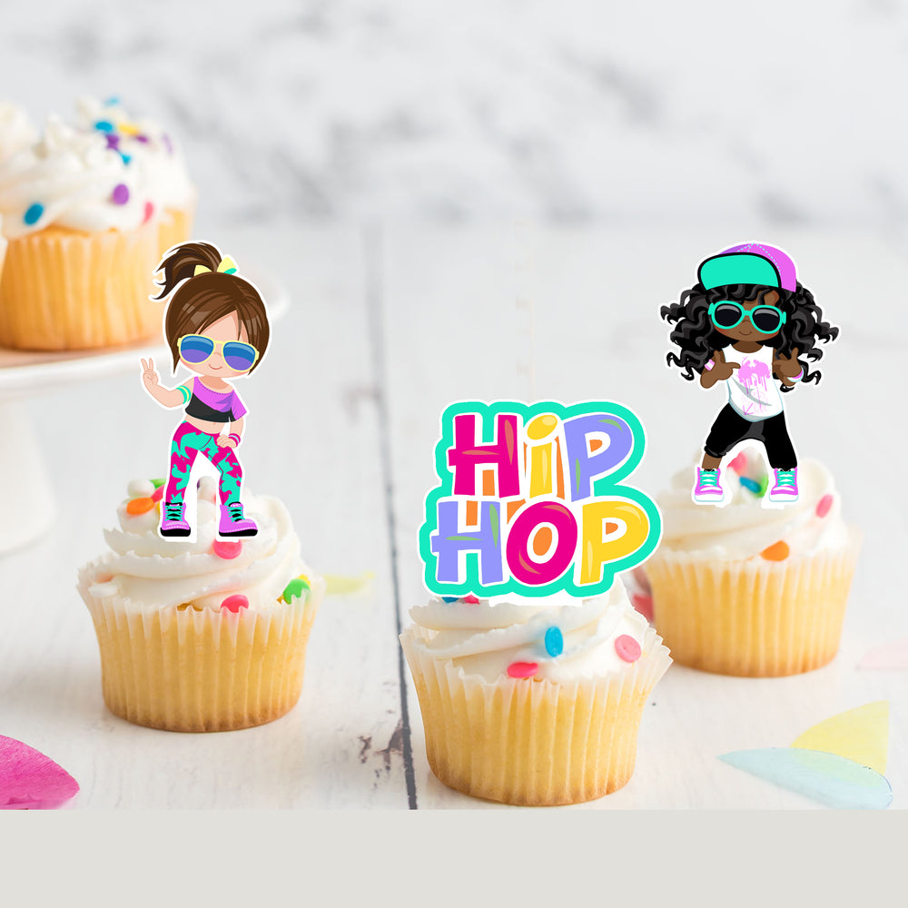 Hip Hop Girls Dance Pre-cut Edible Stand-Up Wafer Card Cupcake Toppers