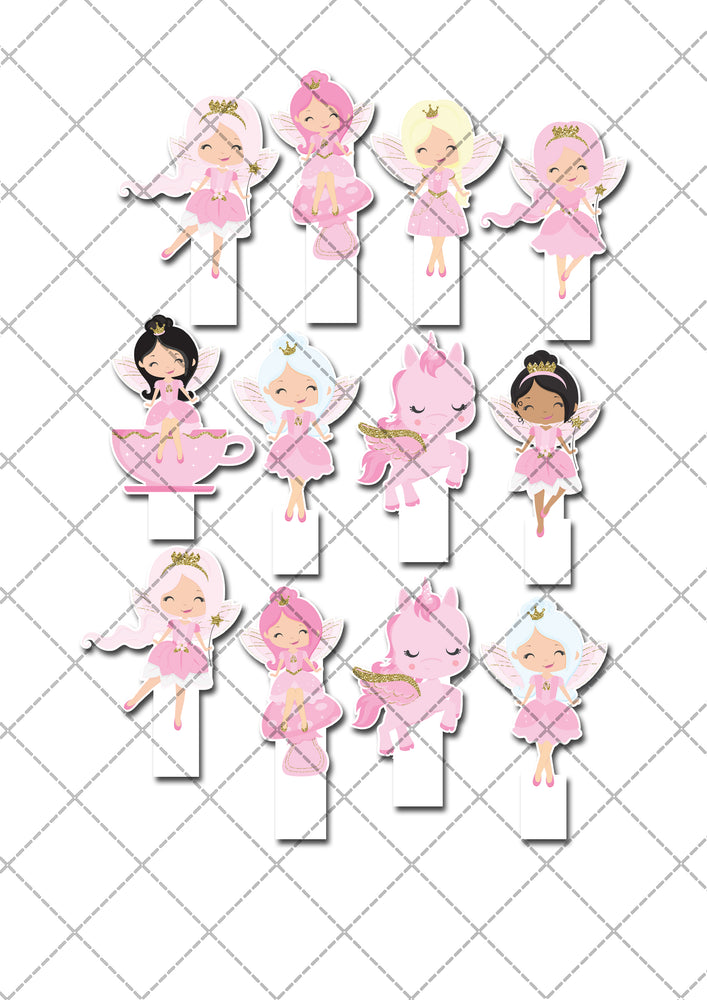 Fairy Princess Pre-cut Edible Stand-Up Wafer Card Cupcake Toppers