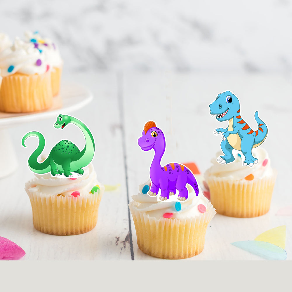 Dinosaur Pre-cut Edible Stand Up Wafer Card Cupcake Toppers