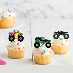 Monster Trucks Pre-cut Stand-Up Edible Wafer Card Cupcake Toppers