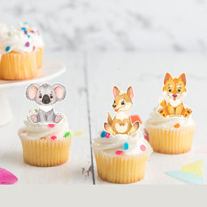 Australian Animals Pre-cut Edible Stand-Up Wafer Card Toppers