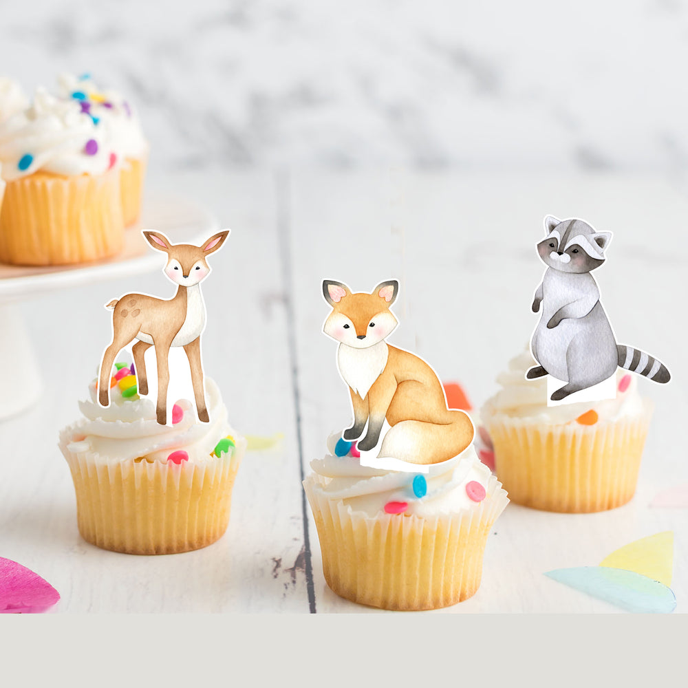 Woodland Animals Pre-cut Edible Stand-Up Wafer Card Cupcake Toppers