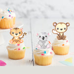 Tropical Animals Pre-cut Edible Stand-Up Wafer Card Cupcake Toppers