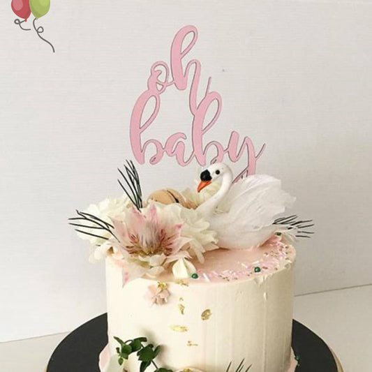 Oh Baby Rose Gold Mirror Acrylic Cake Topper