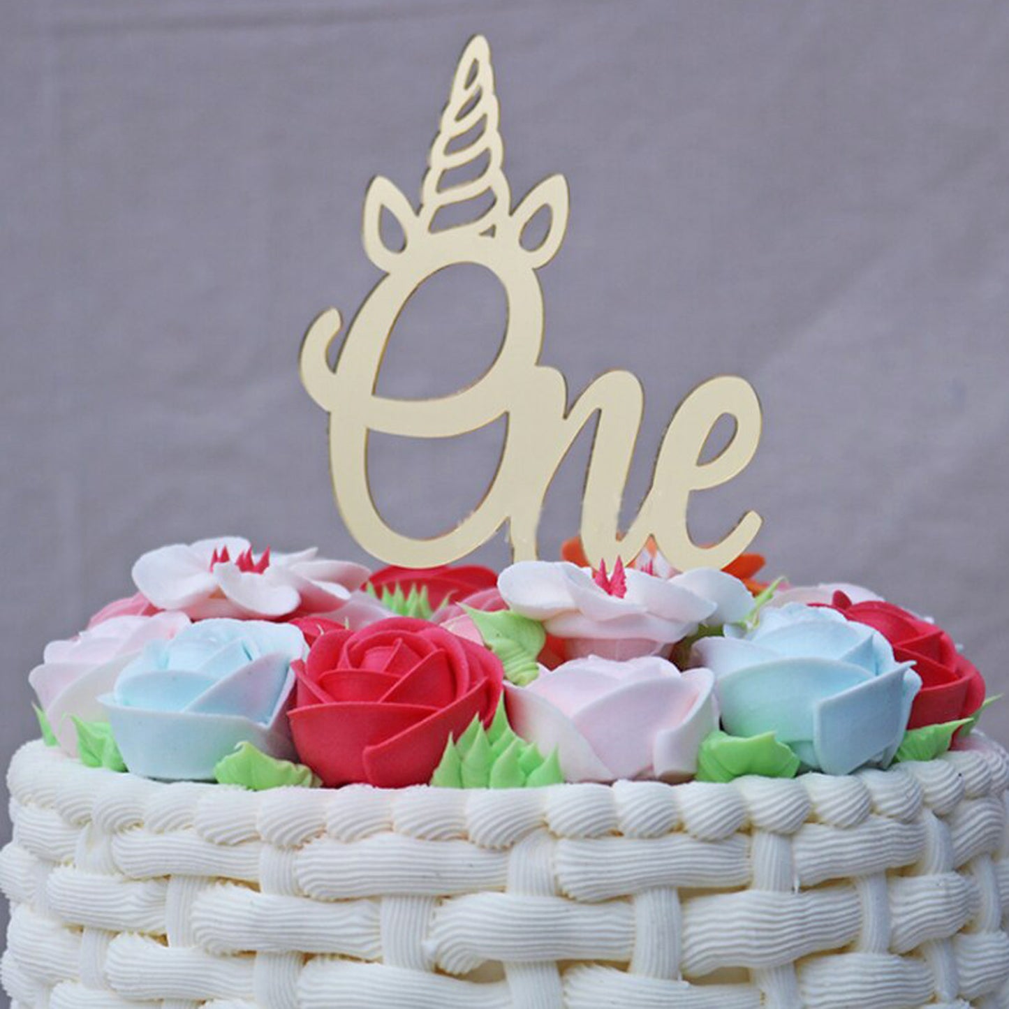 Number One Unicorn Mirror Acrylic Cake Topper