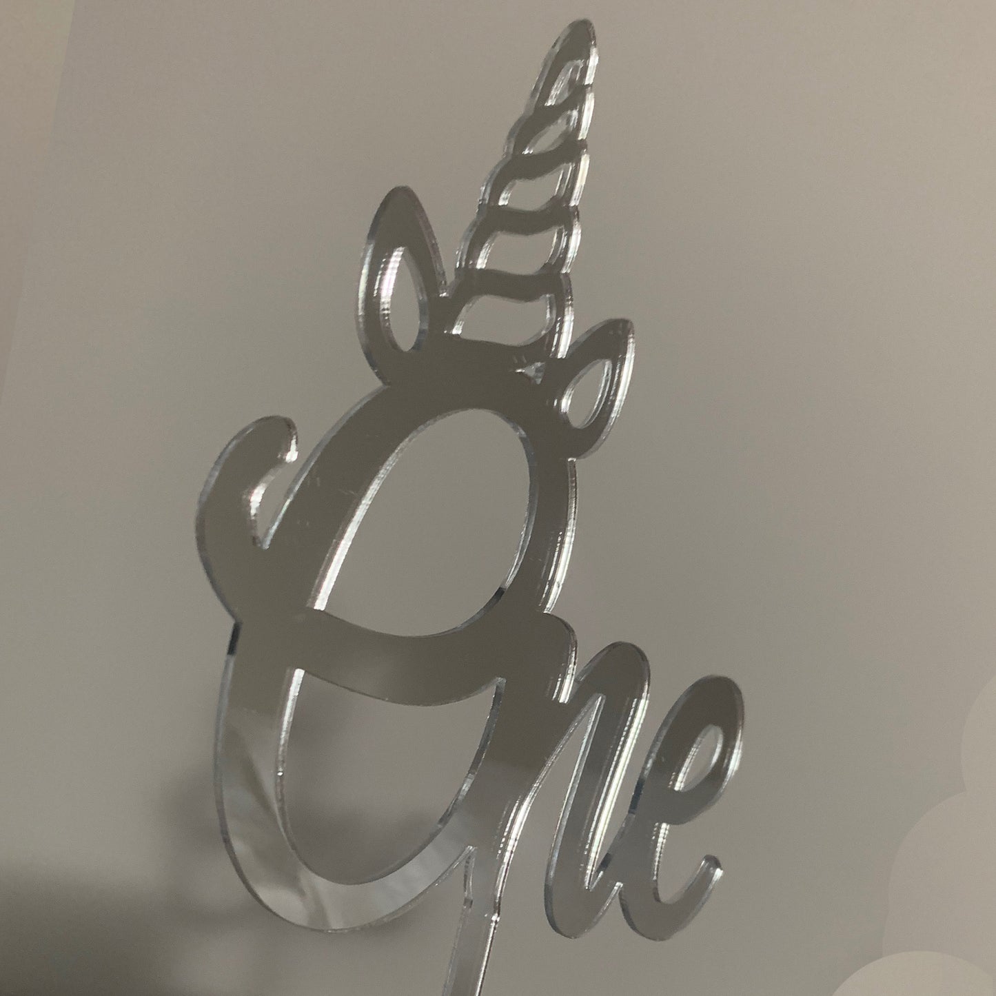 Number One Unicorn Mirror Acrylic Cake Topper