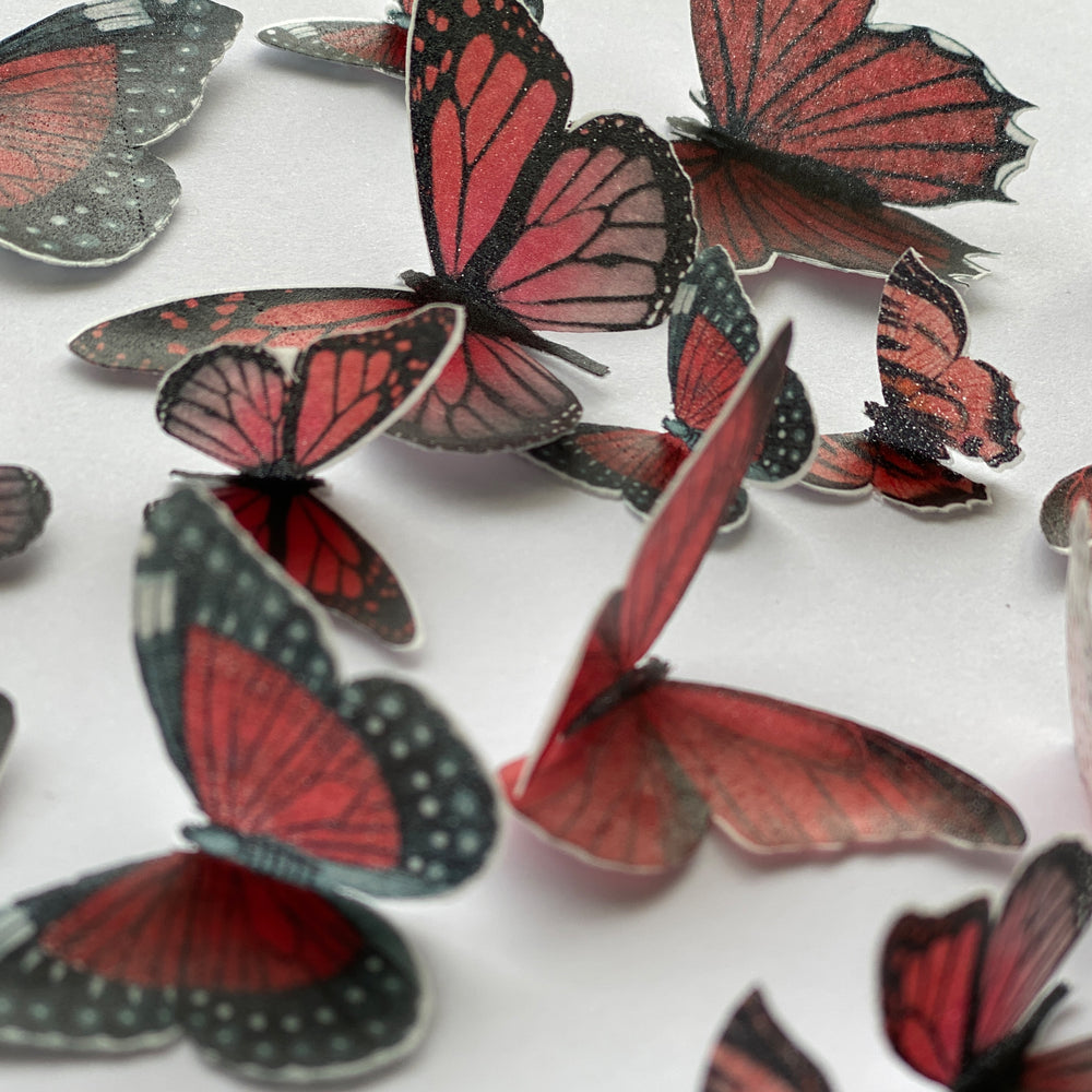 Red Pre-cut Edible Wafer Butterflies