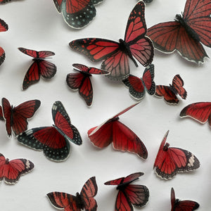 Red Pre-cut Edible Wafer Butterflies