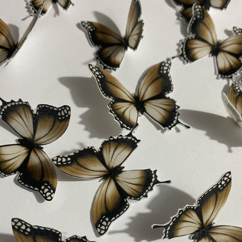 Brown & Black Pre-cut Edible Wafer Butterflies