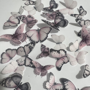 Pink Pre-cut Edible Wafer Butterflies