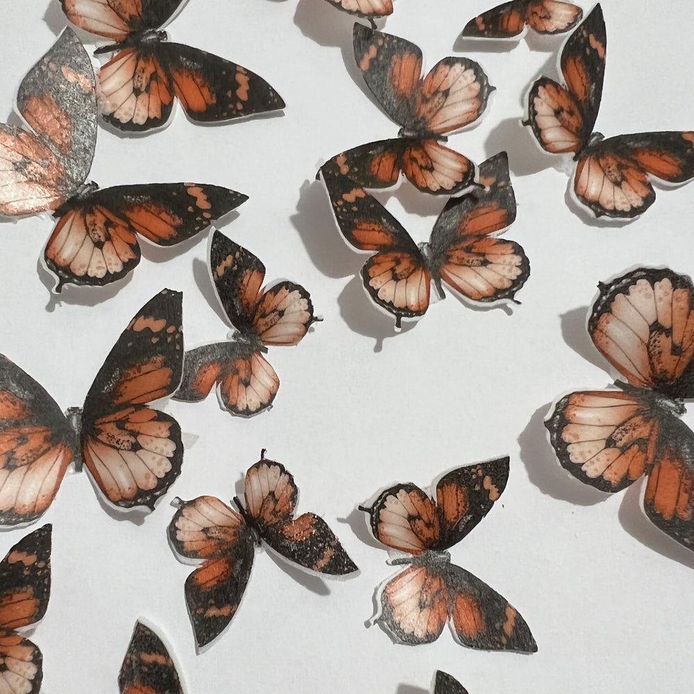 Orange Pre-cut Edible Wafer Butterflies