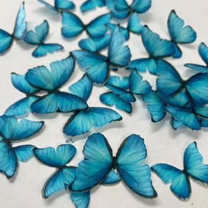 Bright Blue Pre-cut Edible Wafer Butterflies